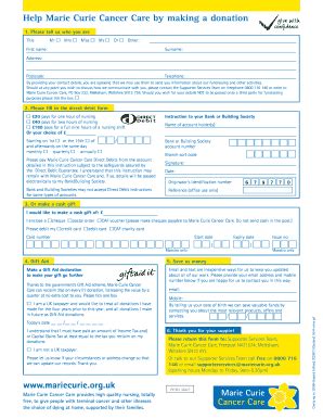 Donate to Marie Curie by cheque,post or offline.